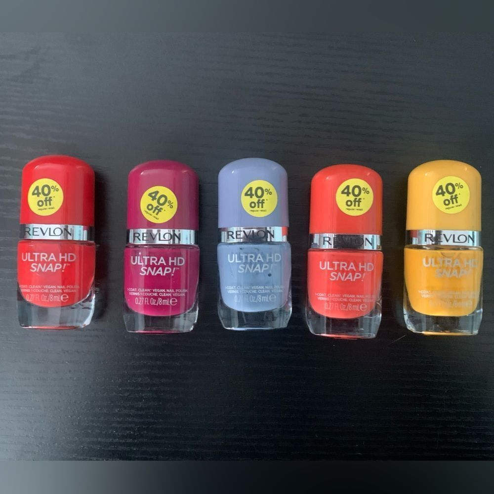 Revlon Nail Polish Bundle Of 5 pink orange yellow periwinkle